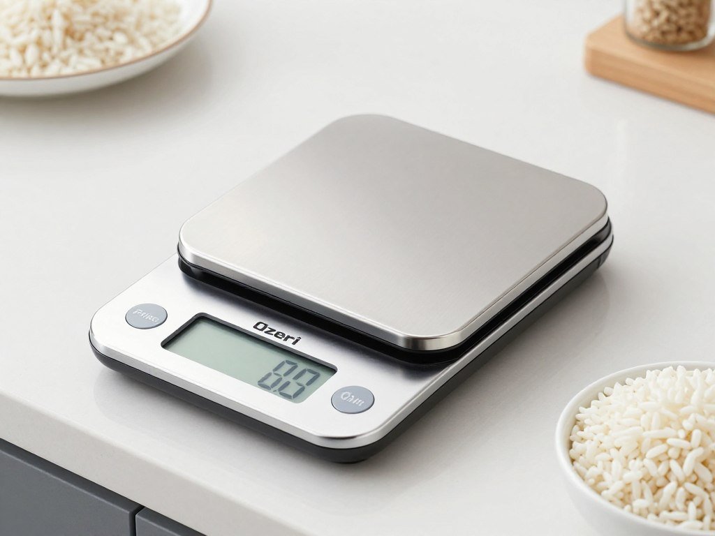 Ozeri Pronto Digital Kitchen Scale weighing food for meal prep