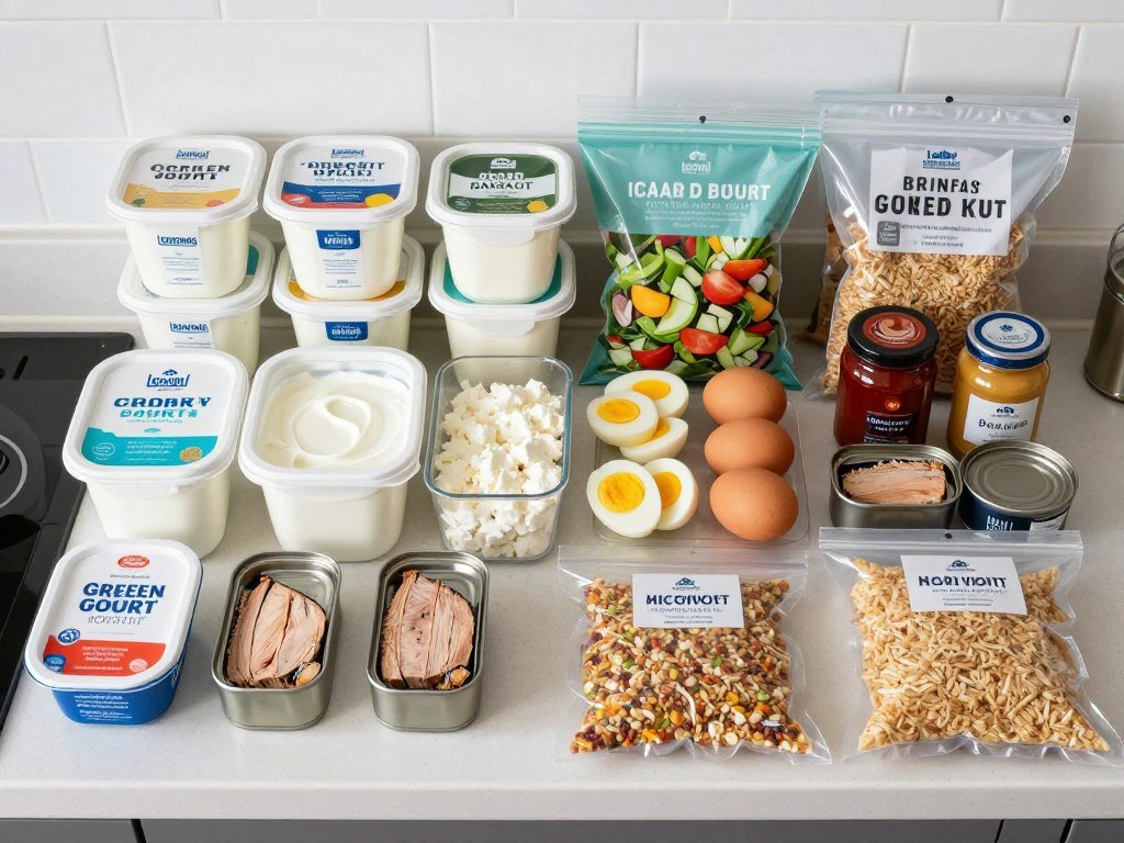 Assortment of quick protein boosters and easy side dishes