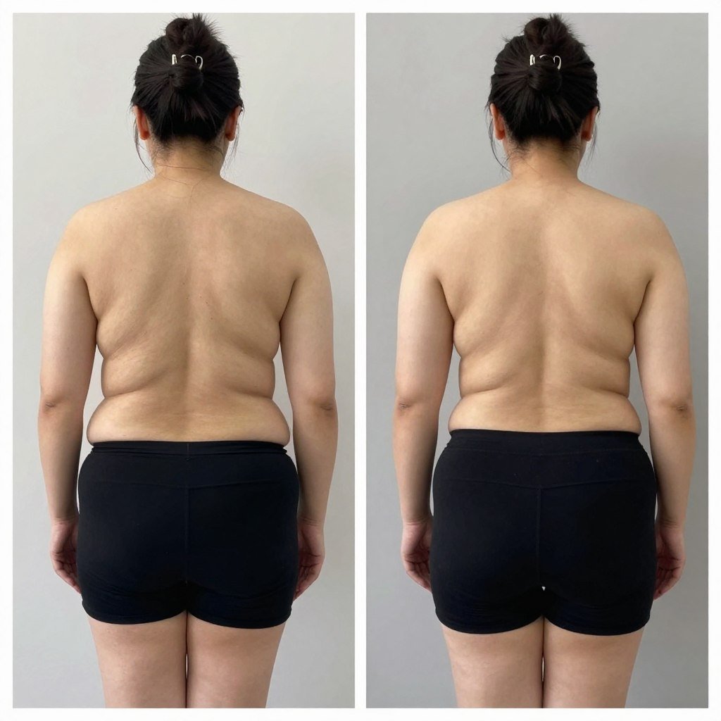 Before and after photo of a client who lost weight on the keto diet