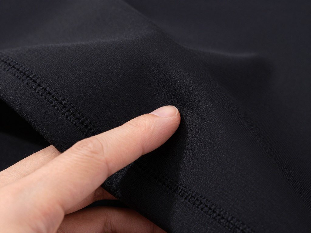 Close-up of hand touching THE GYM PEOPLE Ice Silk fabric to demonstrate texture