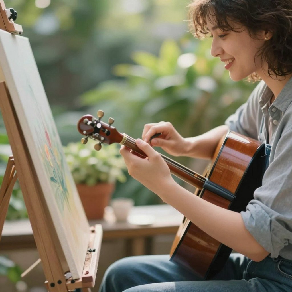 Person engaged in fulfilling activity instead of weight obsession, breaking the equation weight equals self-worth