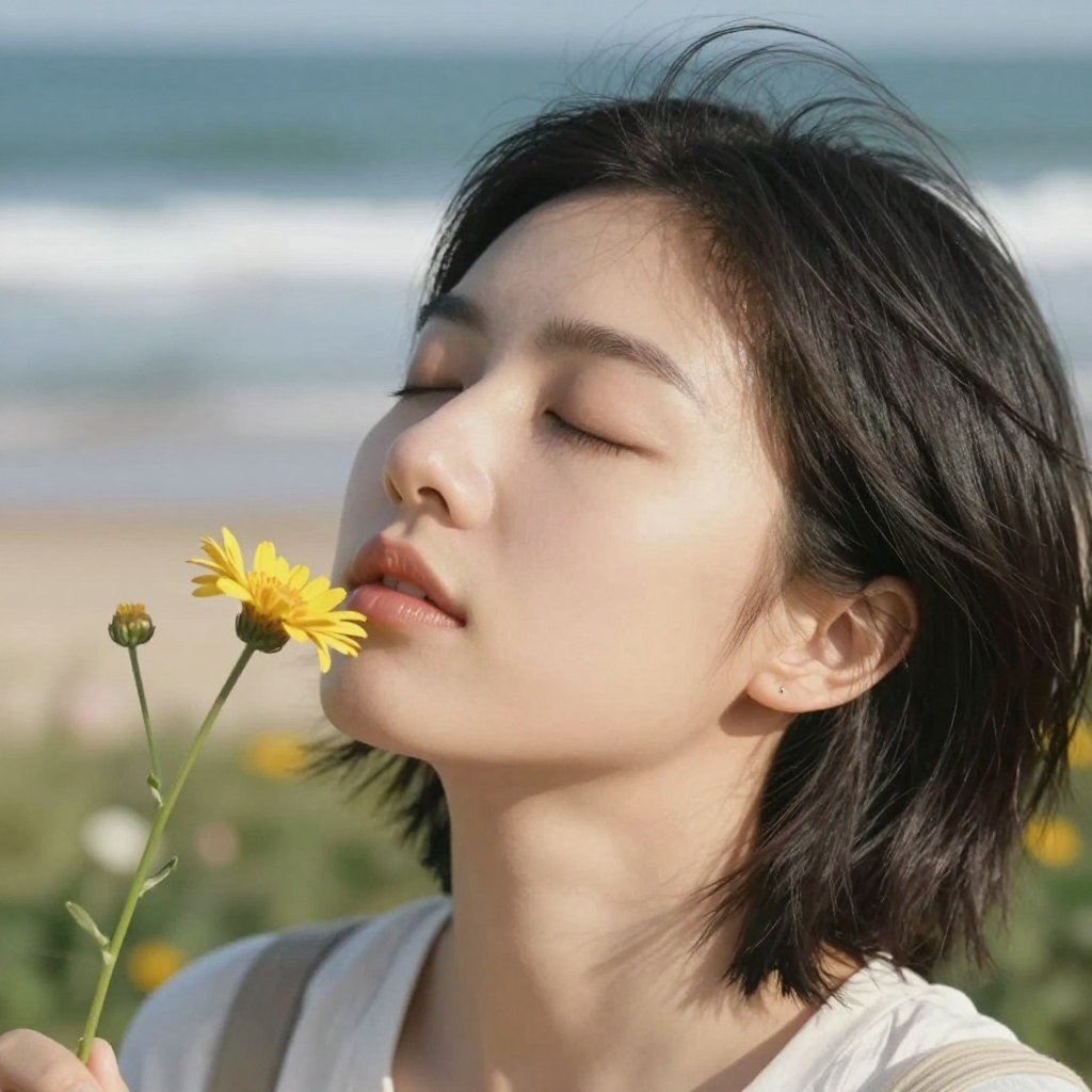 Person enjoying sensory experience in nature, breaking the equation weight equals self-worth