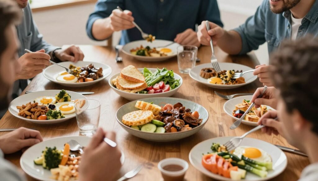 Person enjoying varied foods without guilt, breaking the equation weight equals self-worth
