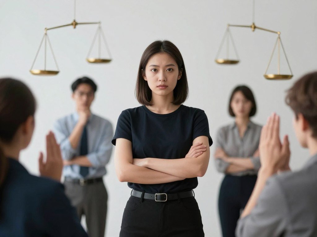 Person standing confidently despite external judgment, breaking the equation weight equals self-worth