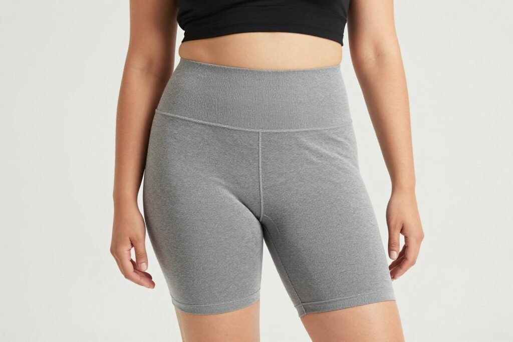 Person trying on comfortable clothes with joy, breaking the equation weight equals self-worth