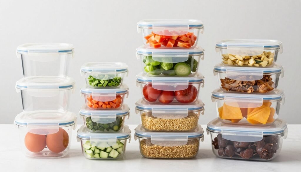 Set of leak-resistant food storage containers with snap-lock lids